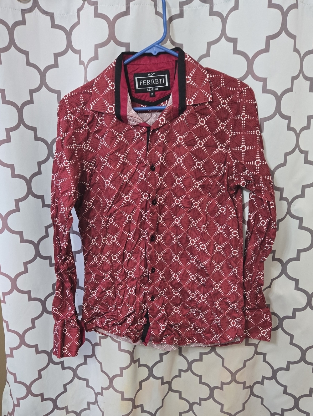 Ferretti Men's Red Geometric Lightweight Shirt Jacket